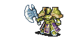 Vigarde attacking with an axe as a General in The Sacred Stones.