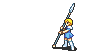 Amelia performing a critical hit with a lance as a Recruit in The Sacred Stones.