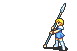 Amelia attacking with a lance as a Recruit in The Sacred Stones.