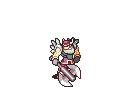 Gheb attacking with an axe as a Warrior in The Sacred Stones.
