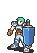 Dieck attacking with a magic sword as a Hero.