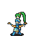 Lyn performing a critical hit with a bow as a Blade Lord.