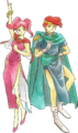 Artwork of Mae (left) and Boey (right) from the art book Fire Emblem: The Complete.