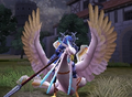 Azura, a Kinshi Knight in this image, riding a Kinshi.