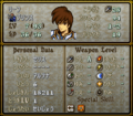 Leif's status screen showing he can talk (かいわ) to Altena (アルテナ).