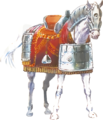 Artwork of a Gold Knight's horse from Gaiden.