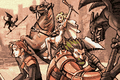 CG of L'Arachel, Rennac, and Dozla from The Sacred Stones.