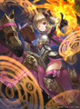 Elise casting a fire spell from a tome in Fire Emblem Cipher.