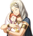 Liprica holding an infant Celica in Echoes: Shadows of Valentia.
