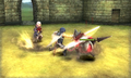 Chrom and Robin teaming up to attack a soldier