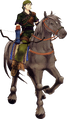 Sin, a Nomad, riding his horse in The Binding Blade.