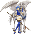 Thea, a Pegasus Knight, with her pegasus, in The Binding Blade.
