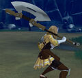 Goldmary wielding an Iron Greataxe in Engage.