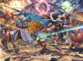 Artwork of Marth and Kris from Fire Emblem Cipher.