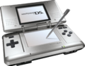 An original-model Nintendo DS system.