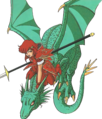 Artwork of Minerva with her wyvern from Mystery of the Emblem.