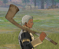 Dedue wielding a Training Axe in Three Houses.