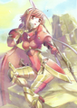 Artwork of Sakura as a Knight from Fire Emblem Cipher.