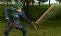 Alm wielding the Royal Sword in Echoes: Shadows of Valentia.