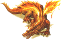 Artwork of a transformed fire dragon Manakete or War Dragon from The Binding Blade.