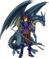 Zeiss, a Wyvern Rider, with his wyvern, Rubley, in The Binding Blade.