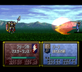 Leif using the Flame Sword to attack at range in Thracia 776.