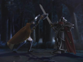 Greil using Urvan against the Black Knight in a Path of Radiance cutscene.
