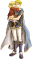 Artwork of Guinivere as a child with Zephiel from The Blazing Blade.