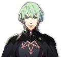 Portrait of male Byleth after fusing with Sothis from Three Houses.