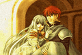 Eliwood carries Ninian after the battle.
