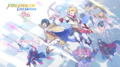 Artwork of Marth with other characters from Dragalia Lost.