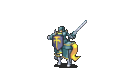 Seth performing a critical hit with a sword as a Paladin in The Sacred Stones.