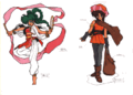 Concept art of a Dancer and a "T. Hunter" class from Genealogy of the Holy War.