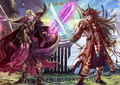 Artwork of Xander and Ryoma from Fire Emblem Cipher.