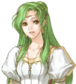 Concept art featuring a bust of Elincia in a white dress.
