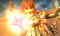 Celica's Brand of Mila glowing while casting Ragnarok Ω.