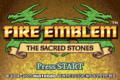The North American title screen for The Sacred Stones.