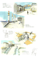 Concept art of specific areas in a town from The Making of Fire Emblem.