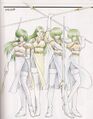 Artwork of the Four Heavenly Knights (from left to right: Erinys, Annand, Pamela, and Díthorba) from Fire Emblem Treasure.