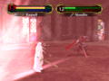 The Black Knight attacking indirectly with Alondite in Path of Radiance.