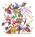 Artwork of Barst and several other characters for Heroes's second anniversary, drawn by Wada Sachiko.