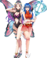 Artwork of Caeda: Sea-Blossom Pair—a duo hero which Plumeria is a part of—from Heroes.