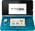 An original-generation Nintendo 3DS system in "Cobalt Blue" colors.