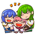 Catria in an artwork of Palla: Sister Trio from Heroes.