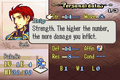 Viewing the help description of the strength stat in The Sacred Stones.