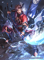 Artwork of Shiro as a Spear Master in Fire Emblem Cipher.