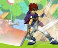 Roy wielding the Binding Blade in Super Smash Bros. Melee.