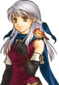 Micaiah's portrait as a Light Mage with Yune on her shoulder in Radiant Dawn.