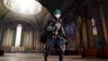 Byleth inside the cathedral.