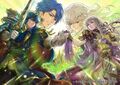 Artwork of Julia, Seliph, Sigurd and Deirdre from Cipher.